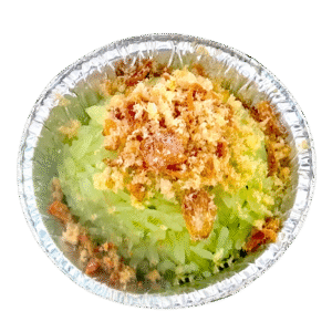 ข้าวเหนียวมูนหน้าปลาแห้ง (Pandan Sticky Rice & Dried Fish) ขนมไทยใบเตยหยกสด